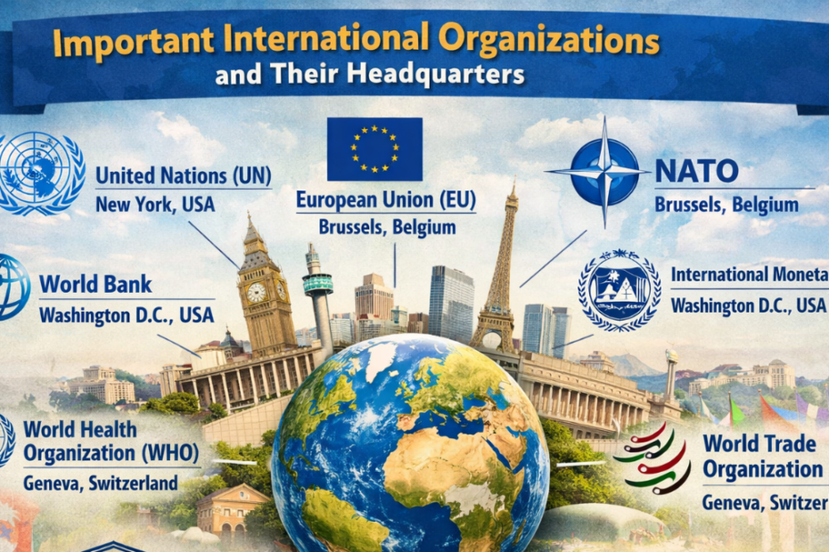 Important International Organizations and Their Headquarters
