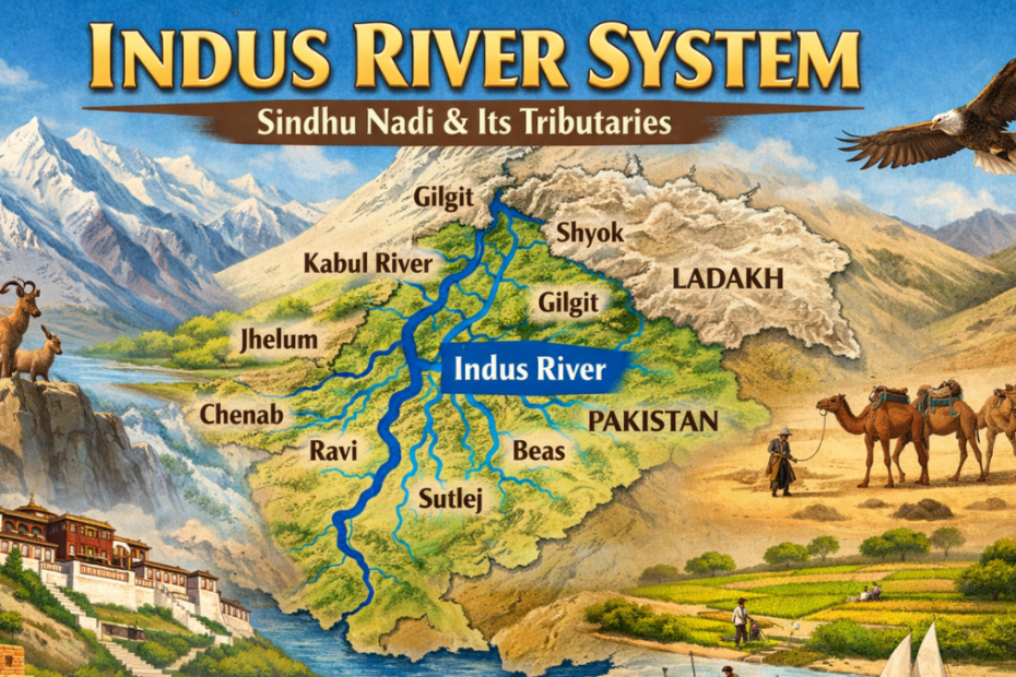 Indus River System Sindhu Nadi Map Tributaries
