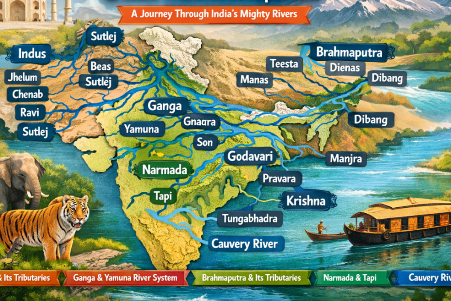 Major Rivers of India and Their Tributaries Explained