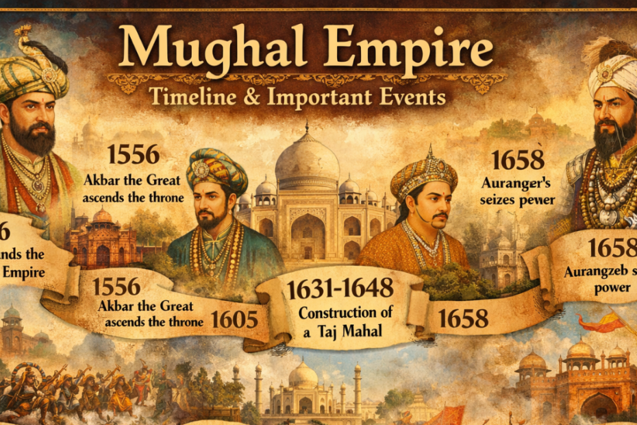 Mughal Empire Timeline and Important Events